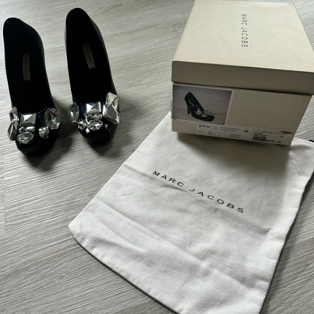 Marc Jacobs Black Heels with Silver Embellishments